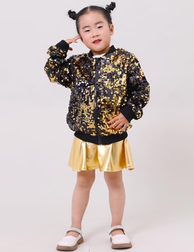 Image of YIYI Sequin Jackets for Girls Kids Boys Glitter Sparkle Bomber Varsity Birthday Party Shiny Outwear Clothes