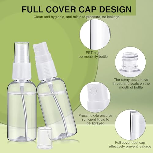 Uiifan 200 Pcs Mini Clear Spray Bottles 1 oz Small Empty Plastic Fine Mist Spray Bottles with Small Funnels for Essential Oils Travel Alcohol Perfumes3