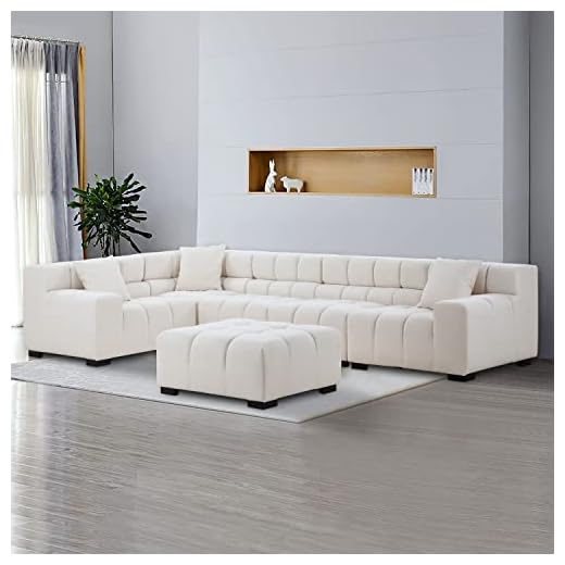 JURMALYN 149.6" Modern Sectional Sofa Couch, Large U-Shape Convertible Bubble Sofa, Oversized 6 Seat Fabric Sofa Couch with Reversible Chaise,Living Room Furniture Sets White
