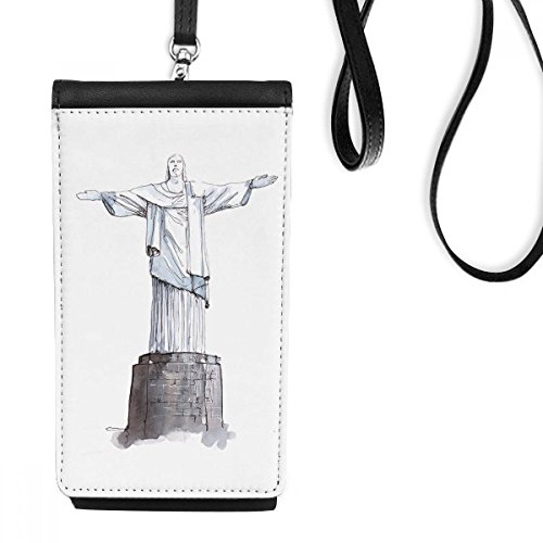Pochette téléphone Christ Rédempteur sac à bandoulière noir en similicuir