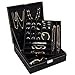 Juvale Jewelry Box for Men - 10.5 x 10.5 x 3.5 in, Black Velvet - Locking 2-Layer Travel Jewelry Organizer & Earring Holder, Necklace Organizer & Decorative Tray