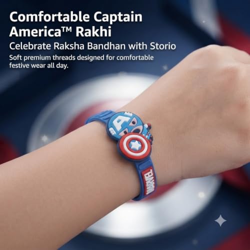 Image of Marvel Captain America Silicone Band Rakhi | Officially Licensed | Rakhi for Boys, Bhaiya, Bhai | Raksha Bandhan Gift