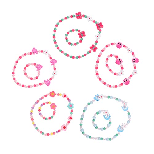 Toddmomy 5 Sets Beads Necklace and Bracelet Set Adorable Jewelry Birthday Parties Lightweight and Accessories for Christmas and Holidays