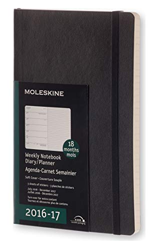 Moleskine 2016-2017 Weekly Notebook, 18M, Large, Black, Soft Cover (5 x 8.25)