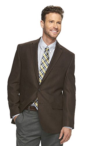 Chaps Men's Classic Fit Sport Faux SueedeSport Coat Suit Jacket (40 Regular, Dark Brown)