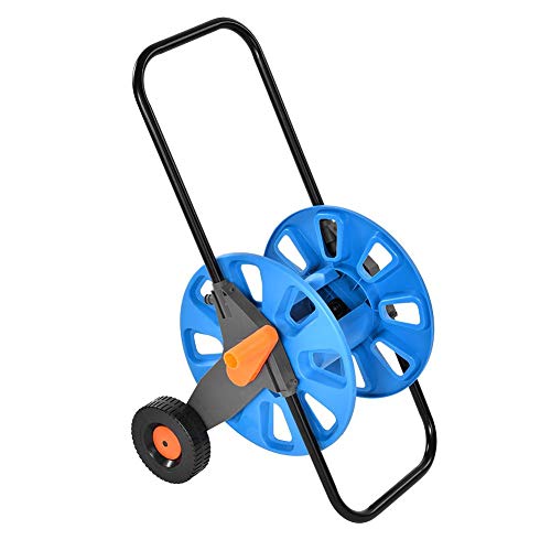 Garden Watering Trolley, Portable Garden Water Hose Pipe Reel Holder Trolley Cart Integrated Wheels for Watering Garden Truck Tools