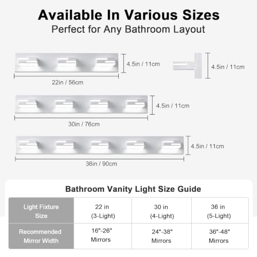 Image of LED Modern Bathroom Vanity Light Fixtures, Dimmable White Vanity Lights for Bathroom Lighting Fixtures Over Mirror, with 360 Rotatable Heads -Light 30-inch (Cool White 6000K)