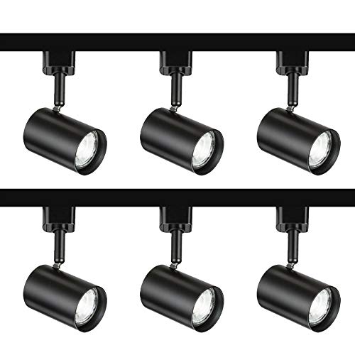 3M 3 Meter Track Length Black 6 Spot Light 5W GU10 LED Home Shop Kitchen Multi Directional Display Spotlight Track Tape Rail Exhibition Lighting Single Circuit