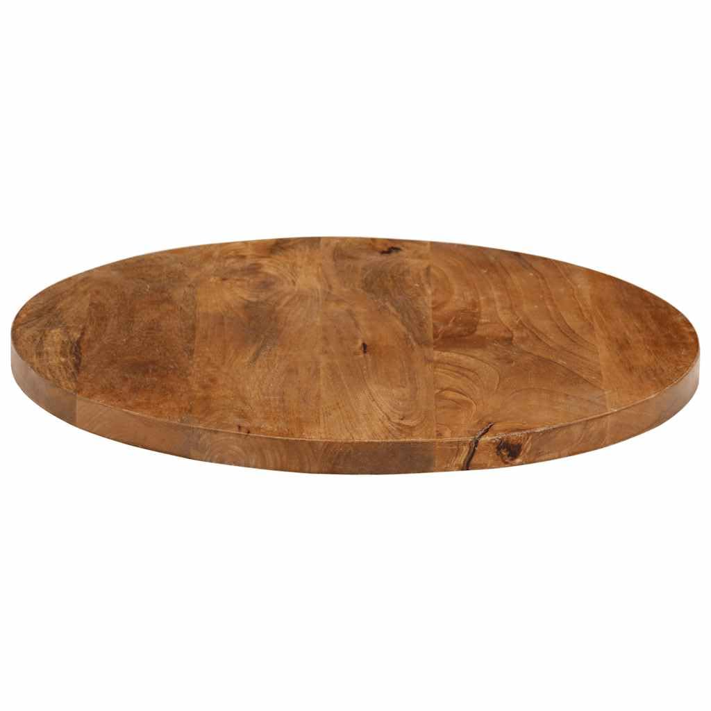 Plateau de table de rechange rond massif en bois de manguier - Diamètre : 40 cm - Épaisseur : 2,5 cm - Convient pour les cadres de table - Design rustique - Facile d'entretien avec un chiffon