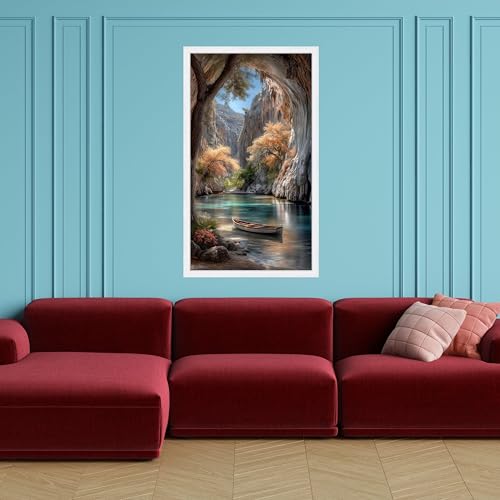 Toile reflet serein de l'eau et paysage de crique zen