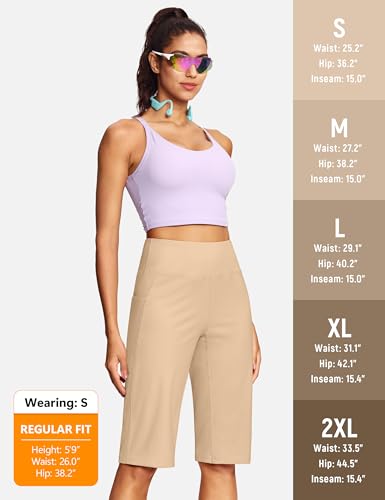 Image of ISEEGZ 15 inch / 18 inch / 21 inch / 25 inch Capri Pants for Women High Waist with Pockets Women's Capris Workout Yoga Pants Loose Straight Leg