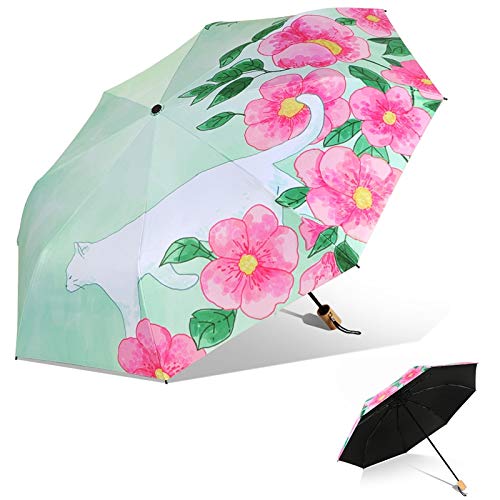 Parapluie pliant à revêtement noir de mode avec protection UV et 8 côtes manuelles