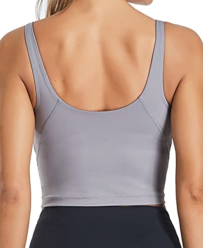 Image of Oalka Sports Bra Womens Longline Padded Crop Yoga Tank Tops