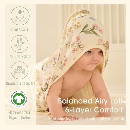 Image of Ultra-Soft Muslin Baby Towel - 32 x 32 Inches, Ideal for Bath & Beach, Suitable for Both Boys & Girls from Newborns to Toddlers