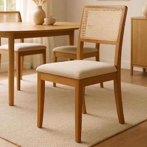 Melhor Cadeira para Mesa de Jantar: Top 10 Melhores em 2025 15 Kit 2 Cadeiras de Jantar Rubi Estofado e Base de Madeira Linho Bege Sala De Jantar Moderna