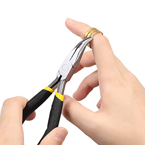 Image of Mini Bent Nose Pliers for Jewelry Making 5 Inch Smooth Jaw Micro Beading Pliers Precision Handcraft DIY Hand Tool