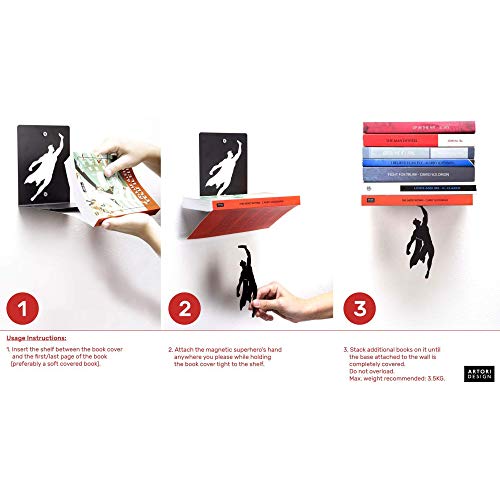 Image of Floating Bookshelf - 2x Supershelf - Invisible Hanging Wall Shelf for Books