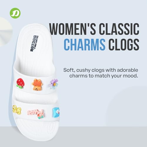 Image of DOCTOR EXTRA SOFT Women's Comfort Double Straps EVA Slip-On Slippers with Cute Charms| Lightweight, Trendy Summer Beach, Pool, Indoor & Outdoor Wear Slide| Soft Cushion Sole Sandals Daily Mules D-540