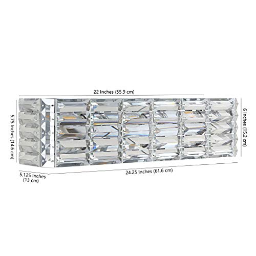 Image of JONATHAN Y 24.25 inch Chrome Modern Crystal Vanity Light, LED Bathroom Wall Sconce, 3-Light Fixture for Mirror, Glam Lighting with Clear Crystal Shade, Art Deco Makeup Wall Lamp (JYL7540A)