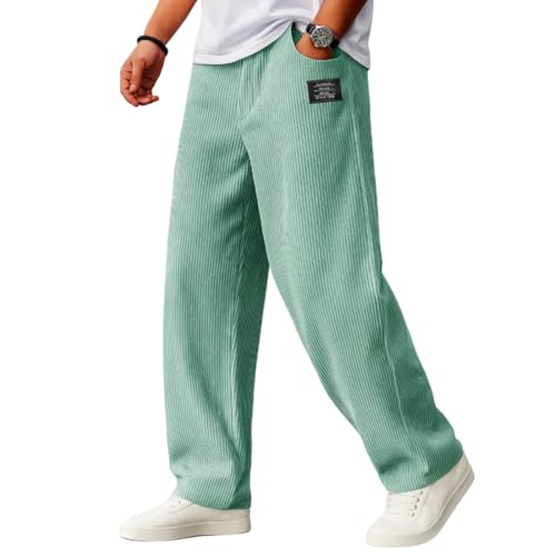 Mokaloha Men's Stylish Everyday Corduroy Ribbed Fabric Pants, Men's Casual Pants, Drawstring Waist with Pockets