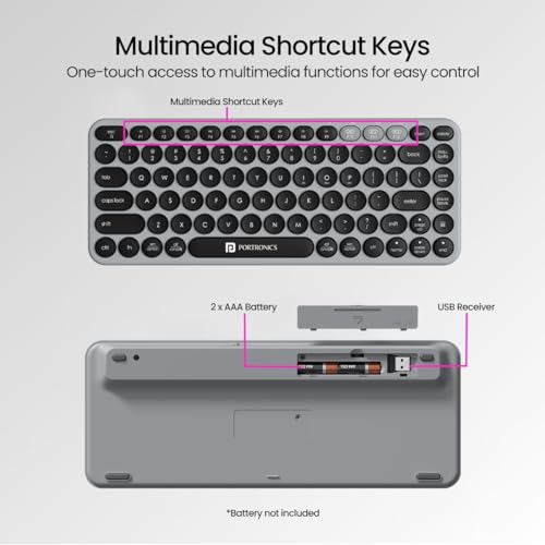 Portronics Bubble 2.0 Wireless Keyboard with Bluetooth + 2.4 GHz Receiver, Connect 3 Devices, Compact TKL Size, 10m Working Range, Function... - Image 5