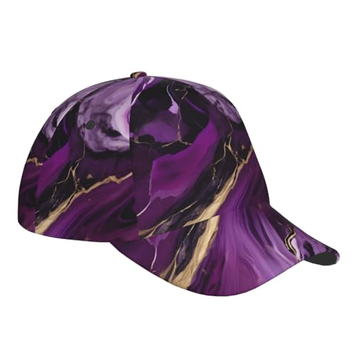 Casquette baseball marbre violet réglable avec trou queue de cheval - 3