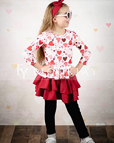 Image of Toddler Baby Girls-Fall-Clothes-Set Little Girls Floral Plaid Highlow Tunic Tops+Leggings Outfits Boutique Clothing