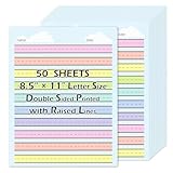 SKLENICE 50 Sheets Multi-Color Raised Line Paper for Handwriting Practice, Wide Ruled Kindergarten Writing Paper, Double Sided, 8.5x11 inches