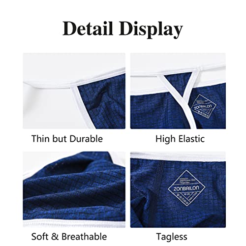 Zonbailon Mens G String Underwear Sexy Bulge Pouch Male Thongs And G-Strings Ice Silk Indigo-Blue #TOP12