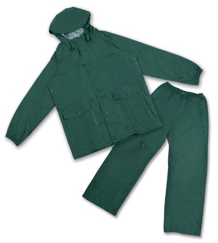Stansport Men's Deluxe PVC/Nylon Rainsuit with Hood, Green, X-Large