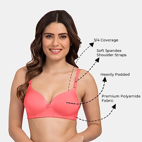 Image of Tweens - Heavily Padded Semi Push-Up Bra - Polyamide Fabric - 3 /4th Coverage, Wireless, Multiway Straps, Seamless - Everyday T-Shirt Bra