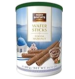 Feiny Biscuits Wafer Sticks – 400g – Knusprige Waffelröllchen mit Kakao-Haselnusscreme – Süßer Snack & Dessertdeko – inkl. Naschwerk® Sticker