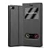 Produktbild Cadorabo Hülle kompatibel mit Huawei P8 mit Sichtfenster aus Premium Kunst Leder Flip Klappbare Stoßfeste Magnetische [Standfunktion] [Kartenfächern] Cover Hülle für Huawei P8 Tasche in Schwarz