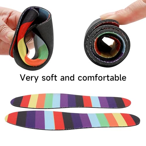 Image of No Show Socks for Women Inner Soles,Barefoot Sockless Non Slip Shoe Inserts,Anti-Odor,Washable,Rainbow Print,Size 6-9