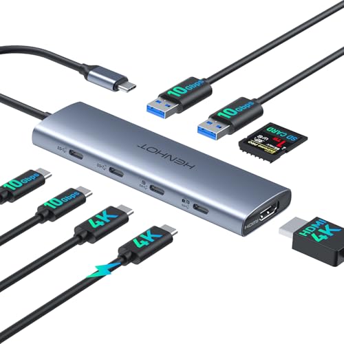 Versatile USB C Video Hub 3 Monitors Docking Station with DP Alt Dual 4K@30Hz, HDMI, 100W PD, 10Gbps*6Ports, SD 4.0, Laptop Docking Station for Dell, HP, ASUS, Steam Deck, Rog Ally, Legion Go,Samsung