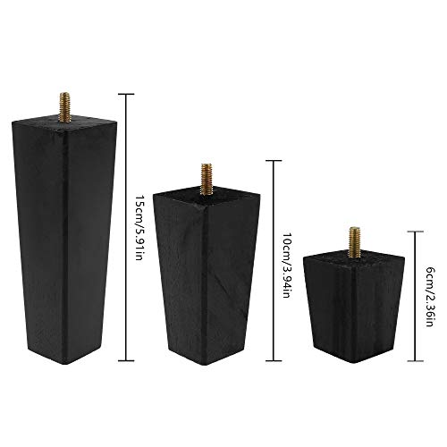 Patas de sofá para elevar muebles bajos con madera cónica resistente de 6 cm 7