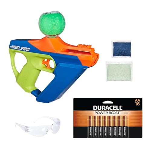 Nerf Pro Gelfire Nightfall Uproar Full Auto Blaster, 150 FPS, 10,000 Rounds, Eyewear + Duracell Coppertop AA Batteries 16 Count with Power Boost Ingredients (Bundle)
