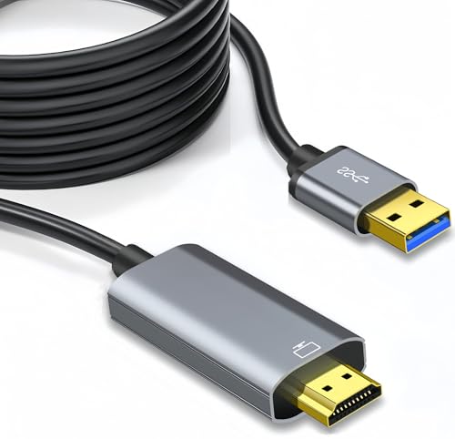 USB HDMI 変換ケーブル 2M ドライバー内蔵 5Gbps高速伝送 USB 3.0 (オス) -> HDMI (オス) HD 1080Pディスプレイケーブル 音声同期出力 対応 Windows XP 7/8.1/10/11対応 安定出力 コンパクト