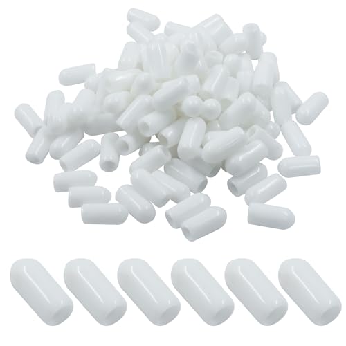 Image of 120 Pcs 4mm Rubber End Caps Bolt Screw Protector, White | PVC Flexible Impact Absorbing, Prevents Scuffs Dust Rust, Fits 4-4.5mm Round Tube Threads, Indoor Outdoor Use