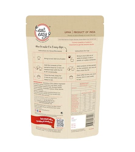 Image of Eat Easy Ready To Eat Upma- 85g (Pack of 4) Just Add Hot Water & Cook