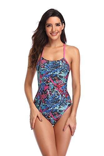 Adoretex Girl's/Women's Splash One Piece Thin Strap Swimsuit (FN037) - Multi Combo - 28