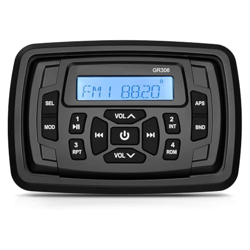 Wzxksoac Radio Estéreo Marina para, Resistente Al Agua, con Bluetooth, FM, Am, Reproductor de Audio Digital para, Cuatriciclos, UTV, Carritos y Motocicletas
