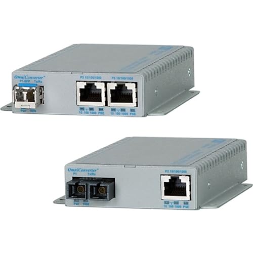 Image of Omnitron Systems OmniConverter GPoE+ /SE 9499-0-21W Transceiver /Media Converter