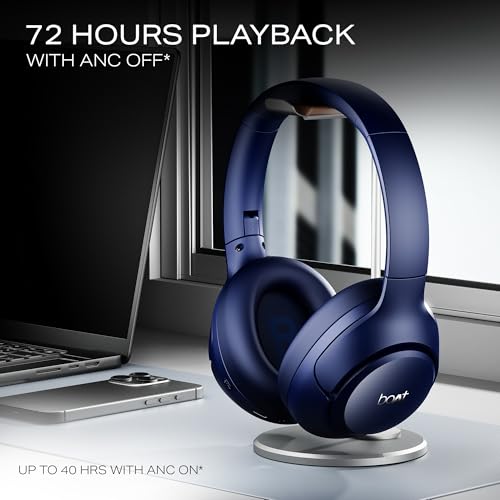 Image of Boat Rockerz 551 ANC Pro(2025 Launch),42Db Adaptive Hybrid,App Support,72Hrs Battery,40Mm Titanium Drivers,Enx Tech,Foldable Cups Bluetooth Over Ear Headphones,Wireless Headphone with Mic(Bold Blue)