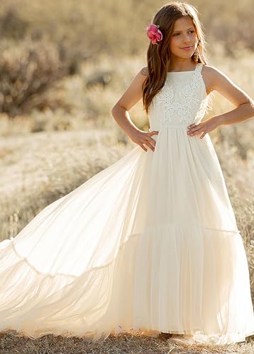 MCieloLuna Boho Flower Girl Dress for Wedding 2025 Floor Length Elegant Lace Applique First Communion Dresses2