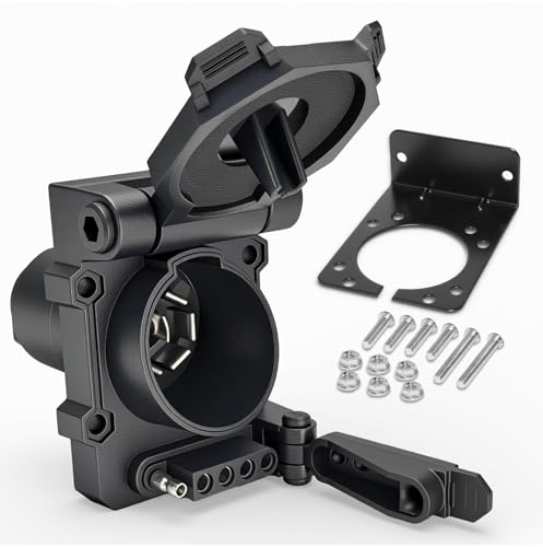 Multi-Tow 7 Blade, 5 and 4 Way Flat Trailer Connector - Vehicle Side Trailer Plug Socket - Heavy Duty 7 Pin and 4 ＆ 5 Trailer Wiring Adapter with Mounting Bracket