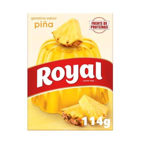 Royal Gelatina Sabor Piña, Preparado en Polvo 10 Raciones, Pack 2 x 57 g - 114 g