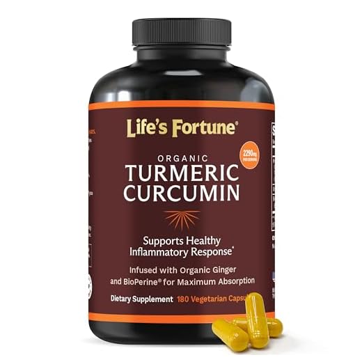 Life's Fortune Organic Turmeric Curcumin Dietary Supplement, Supports Joint Relies, Antioxidant Health, Immune, Digestive and Liver Health, 180 Vegetarian Capsules - 750mg