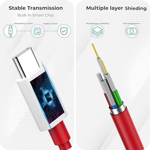 Image of Sounce 65W Dash Wrap Charging Cable, USB C to Type C PD 6.5A Fast Charge Data Sync Cord for OnePlus 11 / 11T / 10T / 10R / 10 Pro / 9t / 9R / 9 Pro, 8, 8T, 7, Nord and All Type C Devices - 2 Meter
