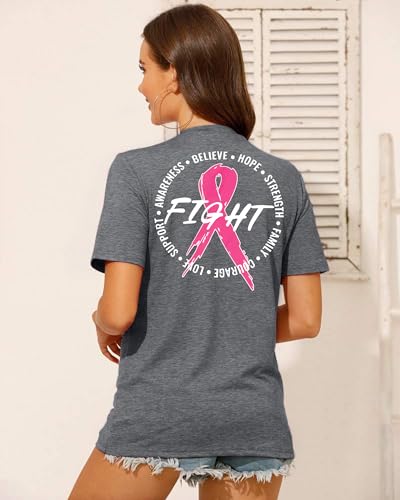 Breast Cancer Shirts for Women Breast Cancer Awareness Shirt Pink Ribbon Cancer Care Gifts Inspirational Tee Tops3